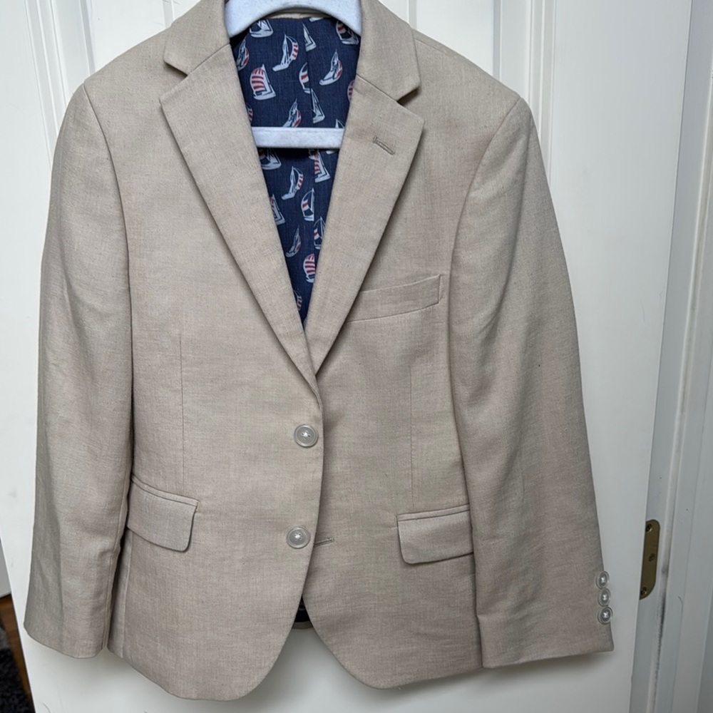 Ralph Lauren Boys Tan Blazer Size 8 Notch Lapel Classic Dress Jacket